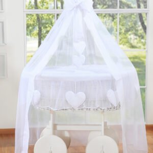 Moses Basket Wicker drape crib Deluxe- Amelie white