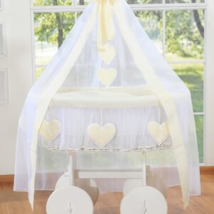 Moses Basket/Wicker drape crib Deluxe- Amelie cream