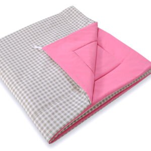 Double-sided teepee playmat- Grey checkered-pink