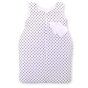 Sleeping bag- Hanging hearts black dots on white