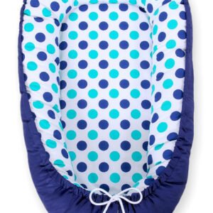 Baby nest double-sided Premium Cocoon for infants BOBONO- mint-turquoise dots