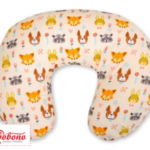 Breastfeeding Pillow Nursing Croissant Pillow, removable, Hands-Free Feeding- cream animals