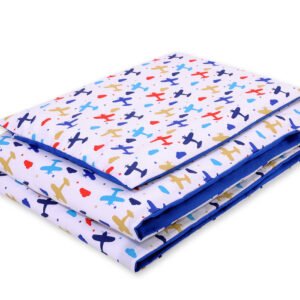 Baby cotton bedding set 2-pcs 135x100 cm- planes navy blue