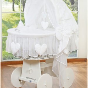 Moses Basket/Wicker crib with hood- Amelie white