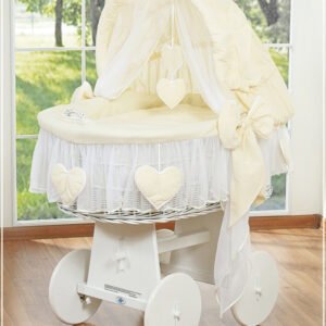 Moses Basket/Wicker crib with hood- Amelie cream