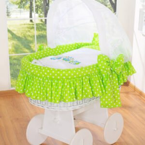 Moses Basket/Wicker hood crib- Owls green
