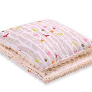 Set: Double-sided blanket minky + pillow- beige trees