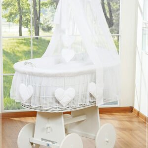 Moses basket/Wicker drape crib- Amelie white