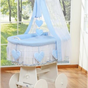 Moses Basket/Wicker drape crib- Amelie blue
