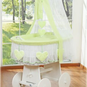 Moses Basket/Wicker drape crib- Bell Amy green