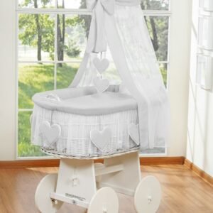 Moses Basket/Wicker drape crib- Amelie gray