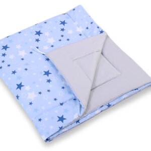Double-sided teepee playmat- blue-navy blue stars/gray