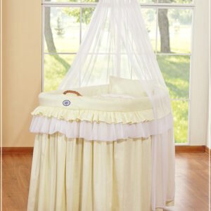 Moses Basket Wicker drape crib- Little Prince Princess cream