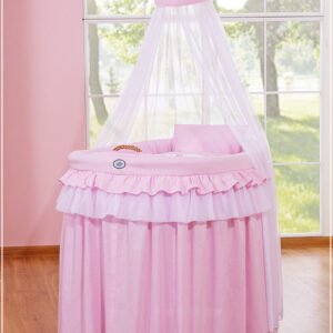 Moses Basket Wicker drape crib- Little Princess pink