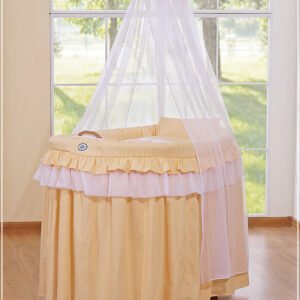 Moses Basket Wicker drape crib- Little Princess peach