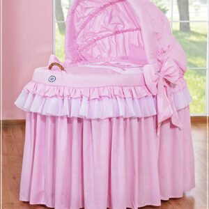 Moses Basket Wicker hood crib- Little Princess pink