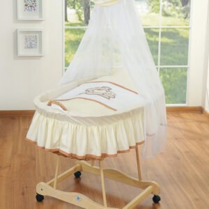 Moses Basket/Wicker drape crib- Teddy Bear Barnaba cream