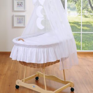 Moses Basket/Wicker drape crib- Good night white