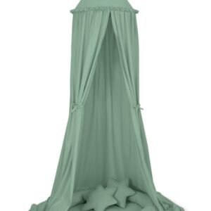 Set: Hanging canopy + Nest with flounce + pillows - pastel green