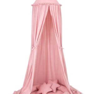 Set: Hanging canopy + Nest with flounce + pillows - pastel pink