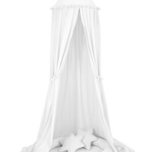 Set: Hanging canopy + Nest with flounce + pillows - white