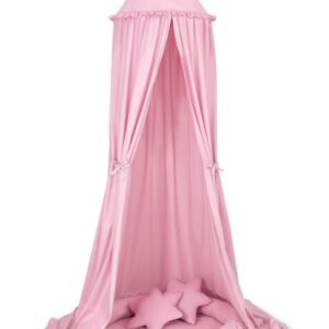 Set: Hanging canopy + Nest with flounce + pillows - pink