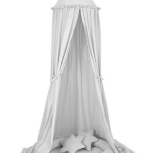 Set: Hanging canopy + Nest with flounce + pillows - gray