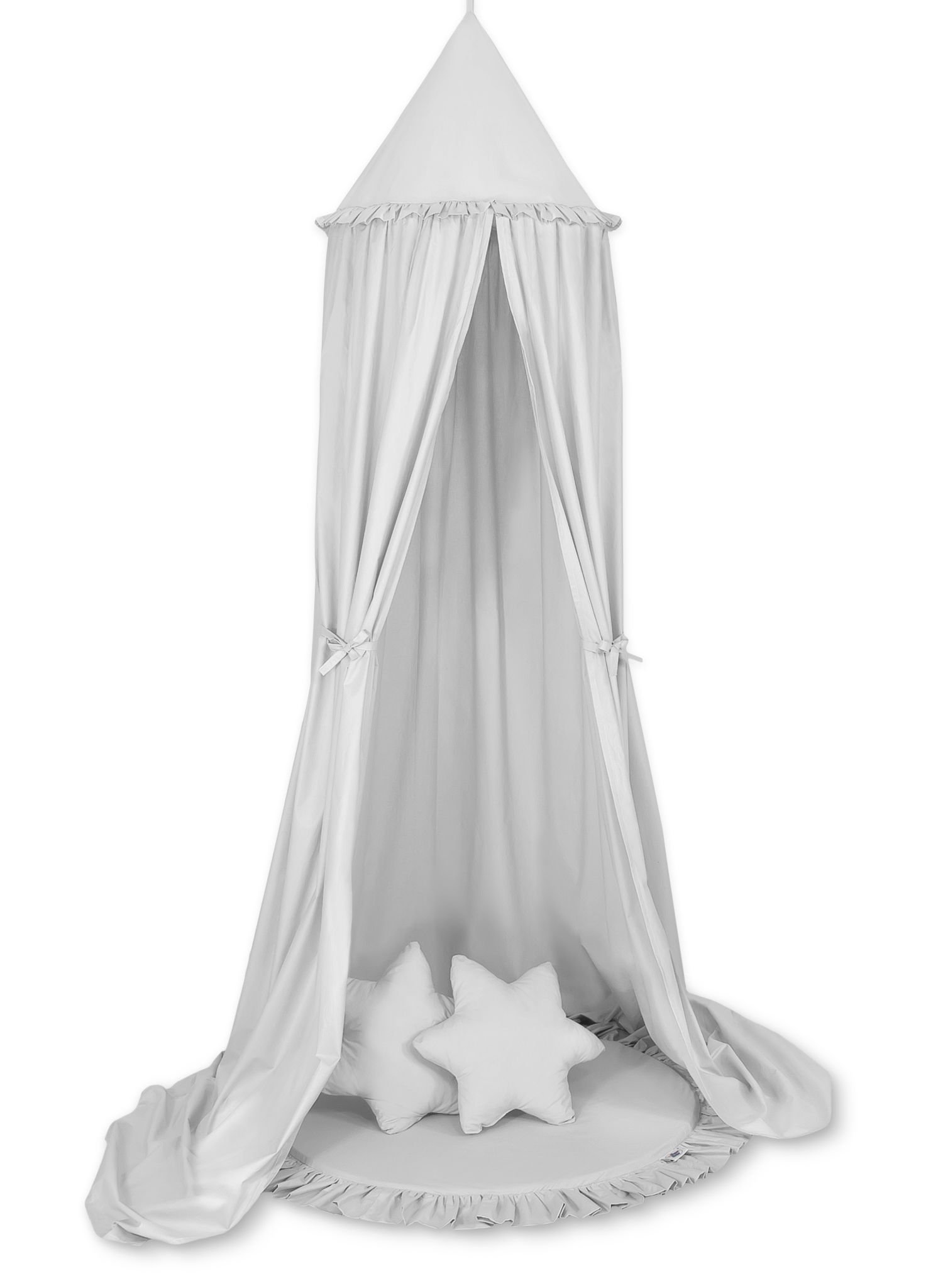 Set: Hanging canopy + Floor play mat + pillows - gray