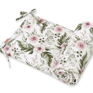 Universal bumper for cot - peony flower pink