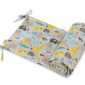 Universal bumper for cot - gray-mint animals