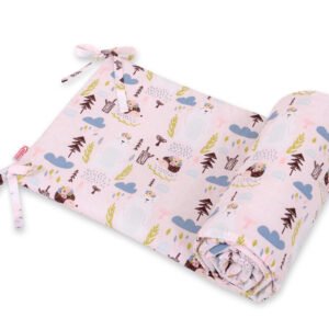 Universal bumper for cot - pink hedgehogs