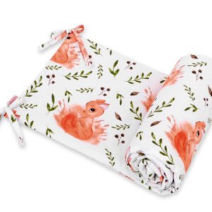 Universal bumper for cot - white squirrel