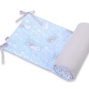 Universal double-sided bumper for cot - blue rabbits