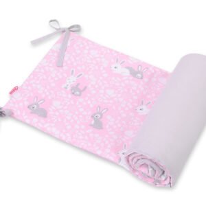Universal double-sided bumper for cot - pink rabbits