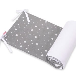 Universal double-sided bumper for cot - mini stars white