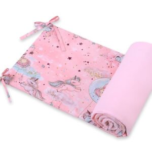 Universal bumper for cot - unicorn pink