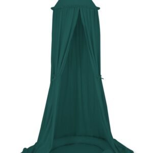 Set: Hanging baldachin for children's room cotton + nest with flounce- bottle green