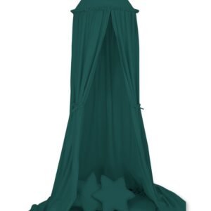 Set: Hanging baldachin for children's room cotton + Floor play mat + pillows - bottle green