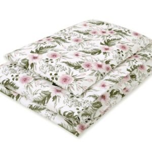 Baby cotton bedding set 2-pcs  - peony flower pink