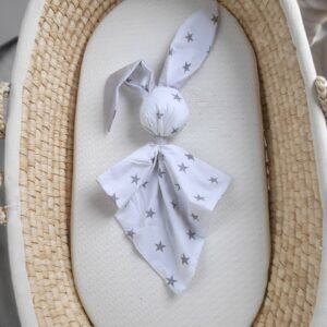 Soft cosy cuddly bunny blanket in cotton - Grey stars/grey