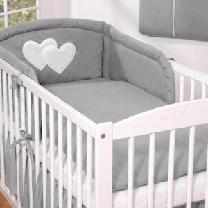 Bedding set 3-pcs- Hanging Hearts anthracite