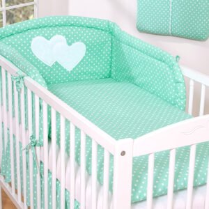 Bedding set 2-pcs- Hanging Hearts mint dots