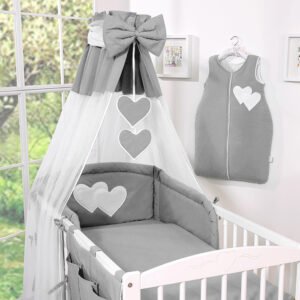 Canopy made of Chiffon- Hanging Hearts anthracite