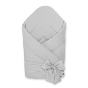 Baby nest with stiffening with bow - gray