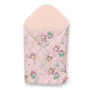 Baby nest with stiffening - owls cream-mint/powder pink