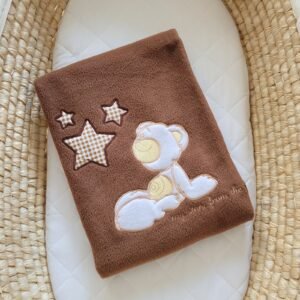 Polar fleece blanket for babies - Carlo- Teddy Bear with Stars brown