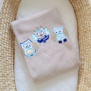 Polar fleece blanket for babies - Owls Bigi Zibi & Adele- beige