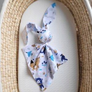 Soft cosy cuddly bunny blanket in cotton - Navy blue bears