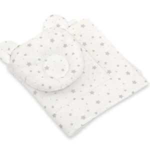 Duvet with pillow Teddy - 2pcs set - mini gray stars