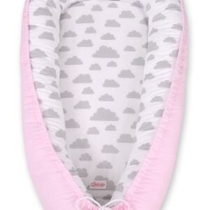 Baby nest double-sided Premium Cocoon for infants BOBONO- clouds gray/pink